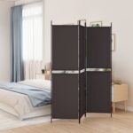 3-Panel Room Divider Brown 150x200 cm Fabric