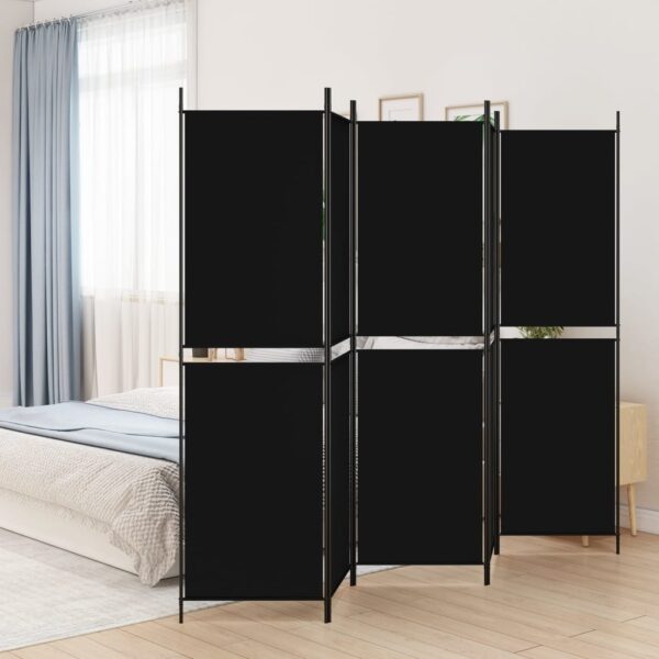 Elegant Black Fabric Room Divider Privacy Screen Foldable Partition Lightweight