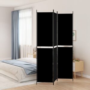 Elegant Black Fabric Room Divider Privacy Screen Foldable Iron Frame Partition