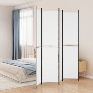 Elegant White Fabric Room Divider Privacy Screen Foldable Iron Frame Partition