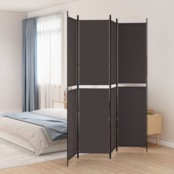 Elegant Fabric Room Divider Privacy Screen Foldable Iron Frame Brown Home Decor