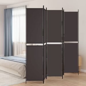 5-Panel Room Divider Brown 250x220 cm Fabric