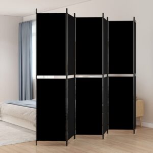 Elegant Black Fabric Room Divider Privacy Screen Foldable Iron Frame Partition