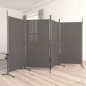 Versatile Foldable Fabric Room Divider Privacy Screen Anthracite Home Office