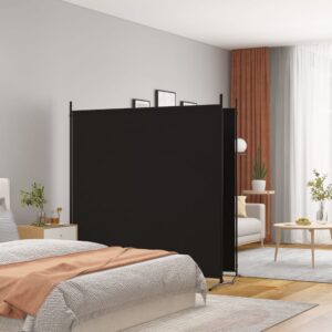 Black Fabric Room Divider Privacy Screen Foldable Iron Frame Versatile Home Decor