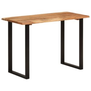 Solid Acacia Wood Dining Table Industrial Iron Legs Unique Edge Kitchen Furniture