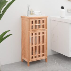 Solid Wood Walnut Bathroom Cabinet Spacious Storage Lattice Door Organizer