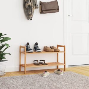 Solid Walnut Wood Shoe Rack Organizer with Handle Stackable Storage Shelves