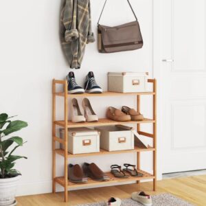 Solid Walnut Wood Shoe Racks Stackable Storage with Handle Design 2-Tier Organizer