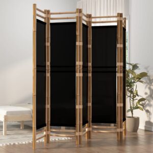 Elegant Bamboo Canvas Room Divider Privacy Screen Foldable Partition Wall Decor