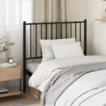 Elegant Black Metal Headboard Sturdy Powder-Coated Steel Bedroom Furniture