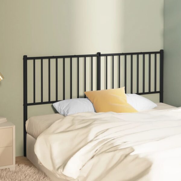 Elegant Metal Headboard Black Sturdy Powder-Coated Steel Bedroom Furniture Decor