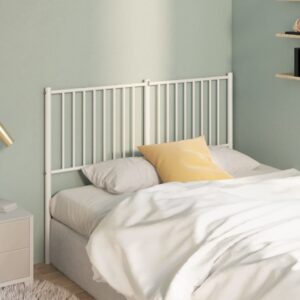 Elegant White Metal Headboard Powder-Coated Steel Sturdy Bed Accessory