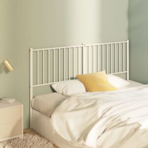 Elegant White Metal Headboard Powder-Coated Steel Sturdy Bed Accessory