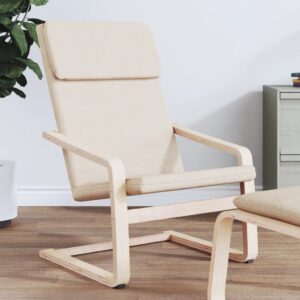 Comfy Cream Fabric Relaxing Chair - Breathable Durable Birch Wood Frame