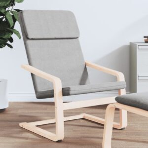 Comfy Light Grey Fabric Relaxing Chair Breathable Durable Birch Wood Frame