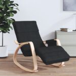 Comfortable Rocking Chair Black Fabric Birch Wood Frame Home Lounge Relaxation