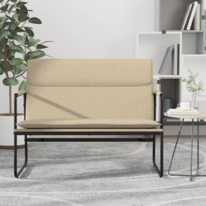 Elegant Cream Fabric Bench - Comfortable Upholstered Seating with Metal Frame