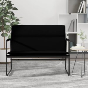 Elegant Faux Leather Bench Black Luxurious Comfortable Seating Metal Frame