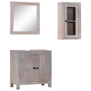 3 Piece Bathroom Furniture Set Solid Wood Acacia