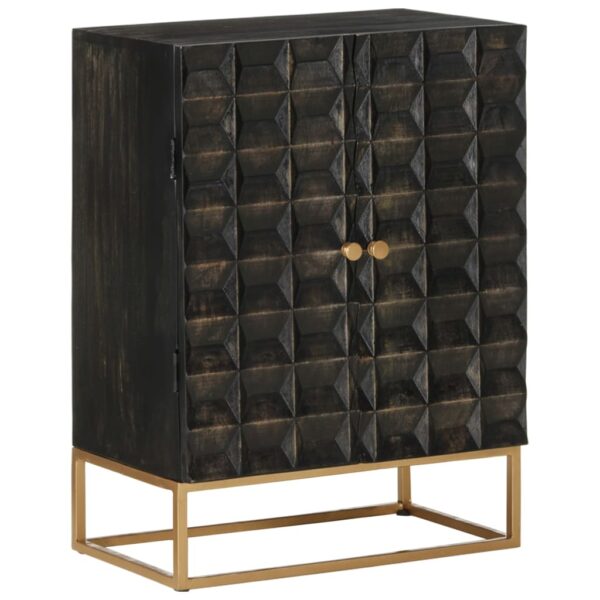 Chic Black Solid Wood Mango Iron Sideboard Industrial  Ample Storage