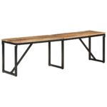 Industrial  Solid Mango Wood Bench Sturdy Iron Frame Home Office Seating