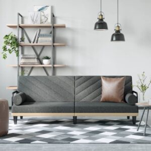 Sofa Bed with Armrests Dark Grey Fabric