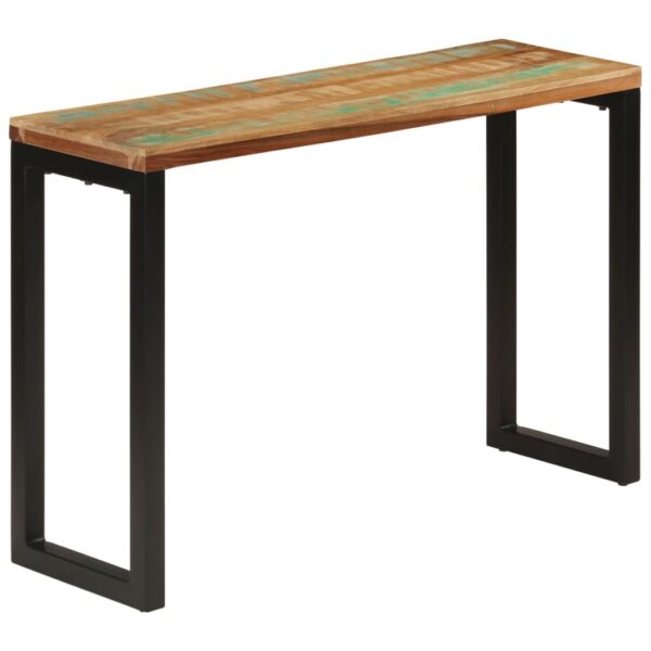 Chic Reclaimed Wood Console Table Solid Mixed Color Finish Iron Frame Hallway