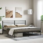 Elegant King Size Metal Bed Frame with Headboard Sturdy Steel Construction