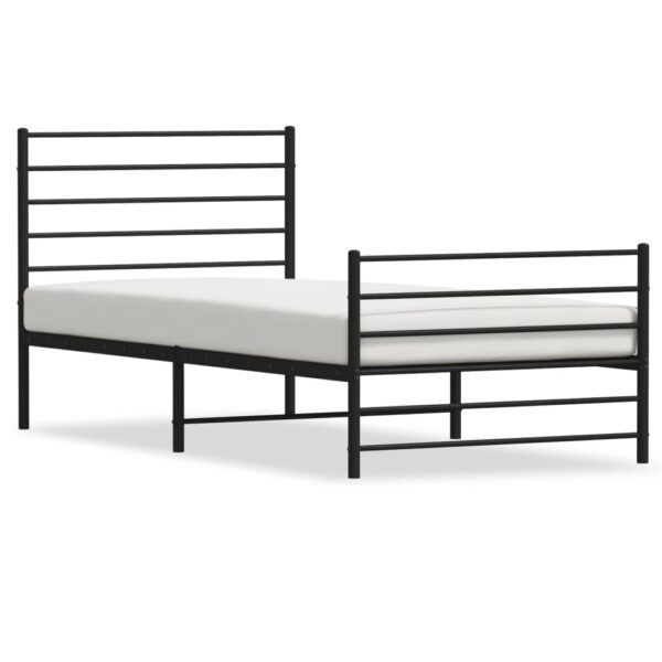 Elegant King Single Metal Bed Frame with Headboard Footboard Black Robust