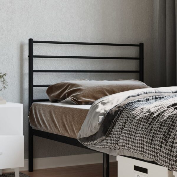 Stylish Black Metal Headboard Durable Powder-Coated Steel Sturdy Bedroom Decor