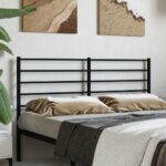 Elegant Metal Headboard Black Classic Design Sturdy Powder-Coated Steel Frame