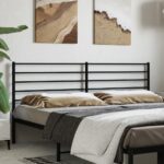 Elegant Metal Headboard Black Classic Design Sturdy Powder-Coated Steel Frame