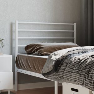 Elegant White Metal Headboard Classic Design Sturdy Powder-Coated Steel Stable