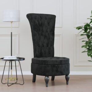 High Back Velvet Accent Chair Black Luxurious Button Tufted Comfortable Seat