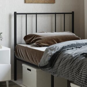 Stylish Black Metal Headboard Powder-Coated Steel Sturdy Bed Frame Accessory