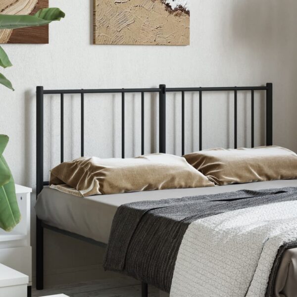 Elegant Black Metal Headboard Powder-Coated Steel Sturdy Bedroom Furniture Decor