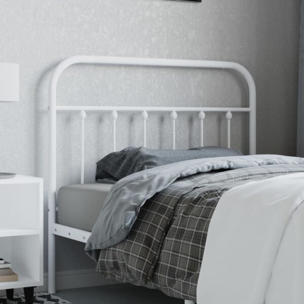 Elegant White Metal Headboard Classic Design Sturdy Powder-Coated Steel Stable