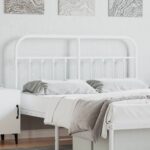 Metal Headboard White 137 cm