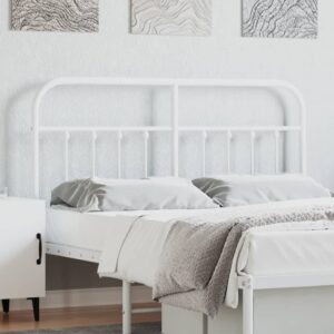 Elegant White Metal Headboard Classic Design Sturdy Steel Construction