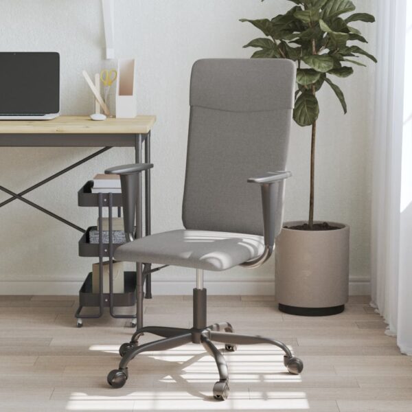 Adjustable Swivel Office Chair Dark Grey Fabric Ergonomic with Armrests