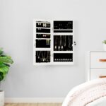 Wall Mounted White Jewellery Cabinet with LED Lights Mirror Storage Organizer