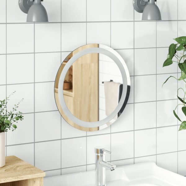 LED Illuminated Bathroom Mirror Round Waterproof Ambient Light USB Easy Install