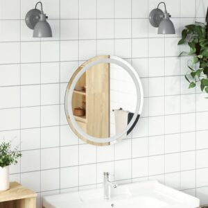 LED Illuminated Bathroom Mirror Round Waterproof Ambient Light USB Interface