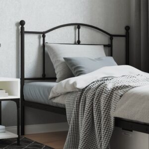 Elegant Black Metal Headboard Powder-Coated Steel Sturdy Bedroom Furniture Decor