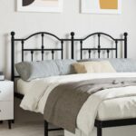 Elegant Black Metal Headboard Powder-Coated Steel Sturdy Bedroom Furniture Decor