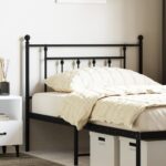 Elegant Metal Headboard Black Classic Design Sturdy Powder-Coated Steel Stable