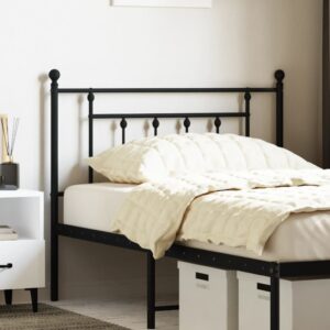 Elegant Metal Headboard Black Classic Design Sturdy Powder-Coated Steel Stable