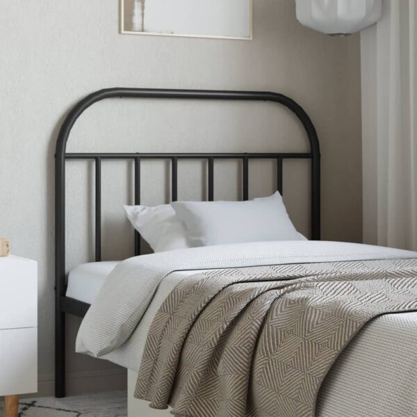 Elegant Black Metal Headboard Powder-Coated Steel Sturdy Bed Accessory