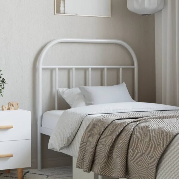 Metal Headboard White 90 cm